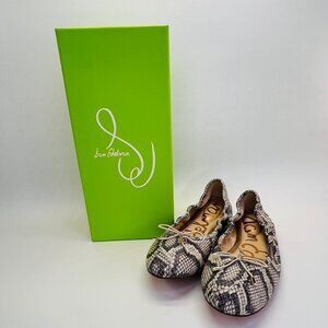 Sam Edelman Felicia Snake Embossed Leather Ballet Flats Size 6.5M Python Print